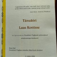 6. klassi õpilane Laas sai eripreemia Ahja kooli korraldataval omaloomingukonkursil